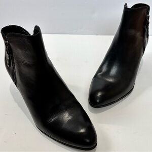 FRYE Judith Black Leather Double Zip Block Heel Pointed Toe Western Cowgirl Boot